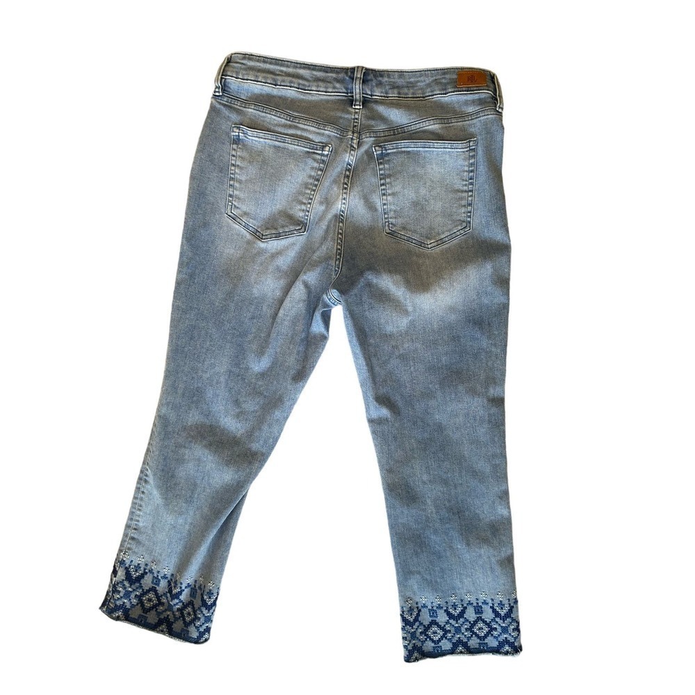 Ralph Lauren Embroidered Hem Cropped Jeans Size: 10 - Picture 2 of 5